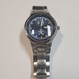 MOSSIMO MENS VINTAGE Blue STAINLESS STEEL WATCH *FOR PARTS*